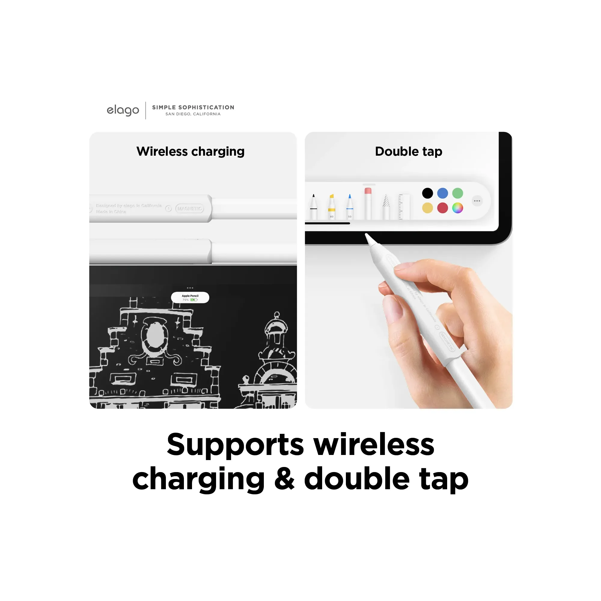 ELAGO Apple Pencil szilikon markolat - lila és rózsaszín